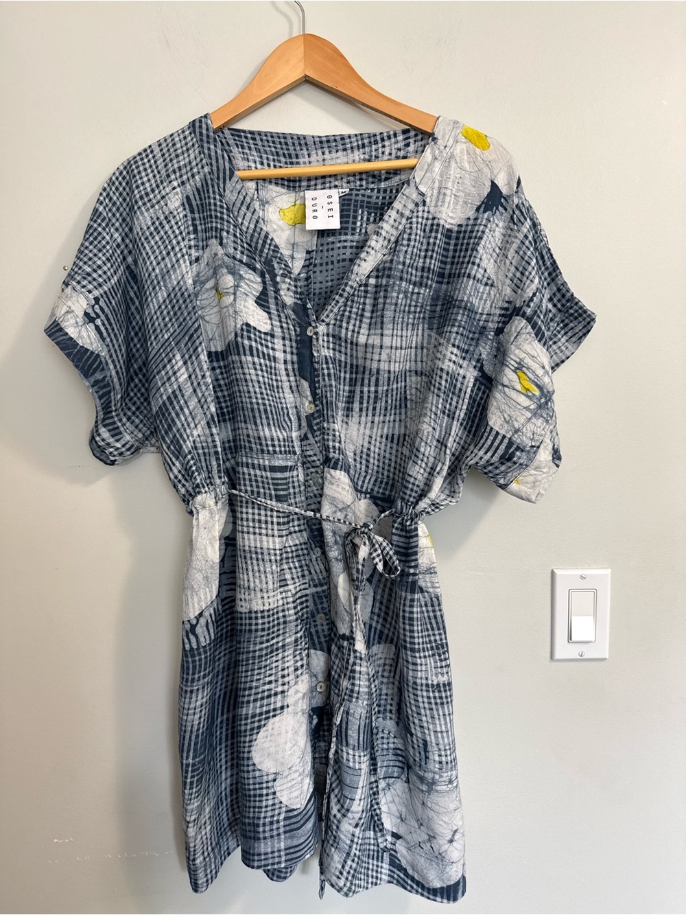 Osei Duro Toss Kimono Button Up Tie Waist Dress